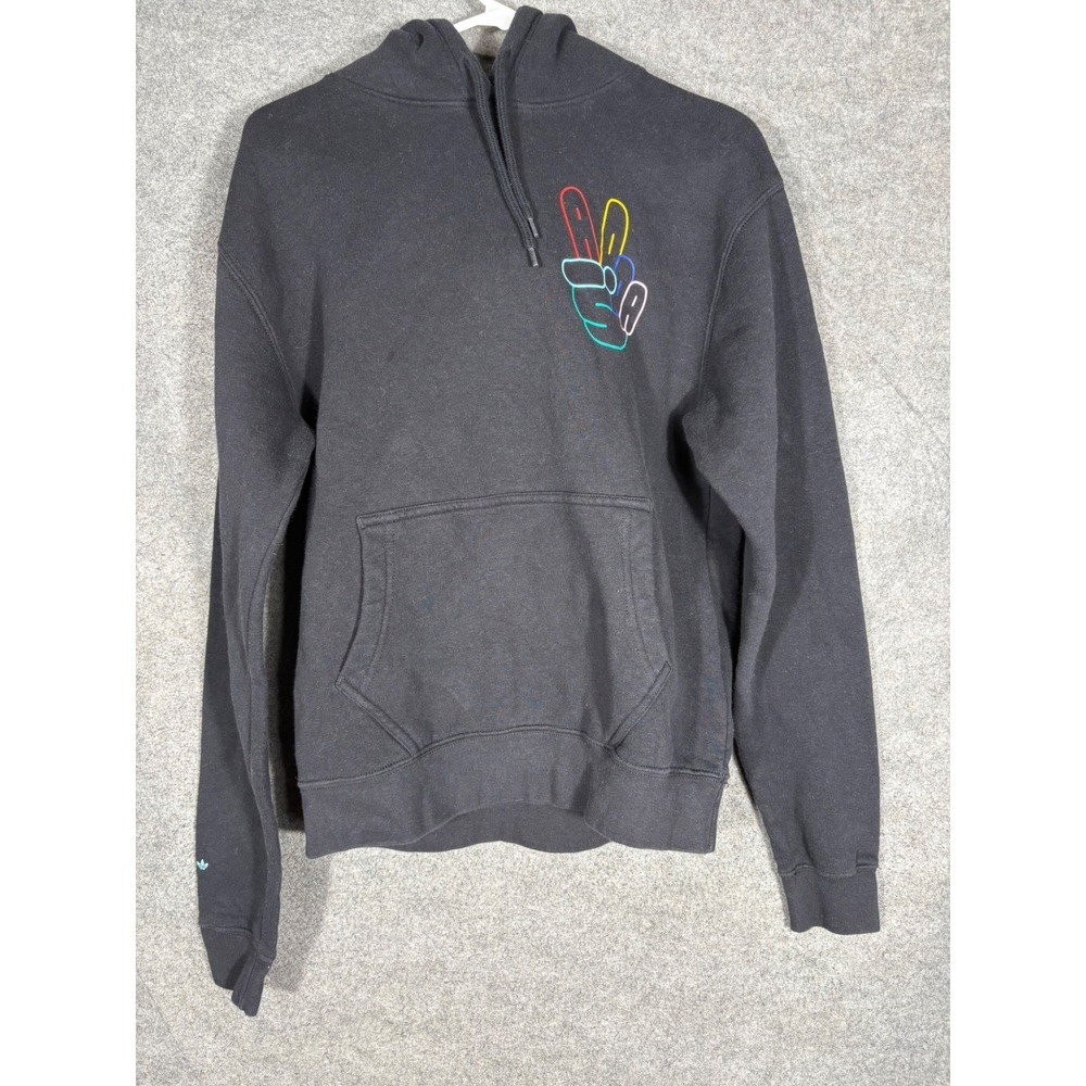 Adidas Originals Mens Peace Sign Graphic Hoodie Black Sweatshirt ATACAGIL Size S